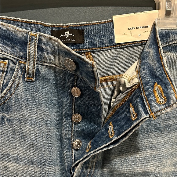 7 For All Mankind Light Blue Straight Jeans - Picture 3 of 8